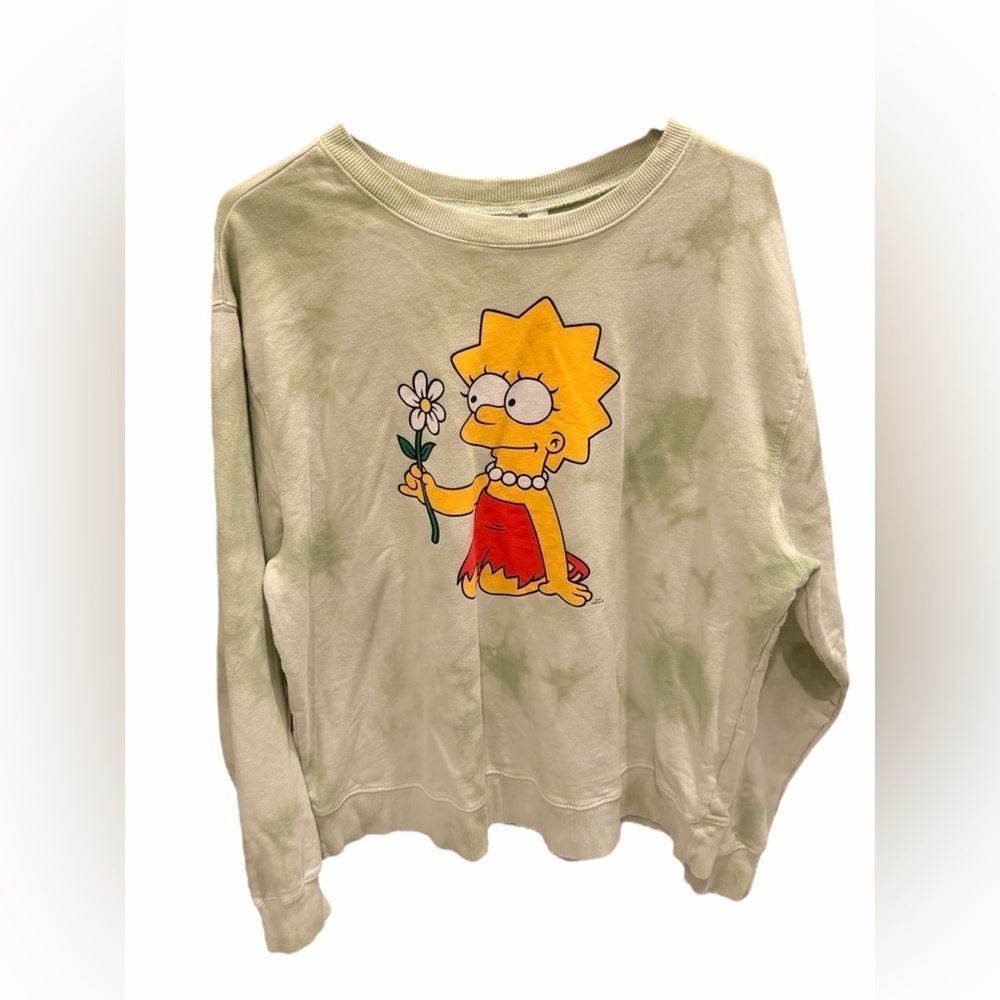 The Simpson Lisa Pullover Crew Neck Sweatshirt Green Tie Dye Women’s Size 2X
